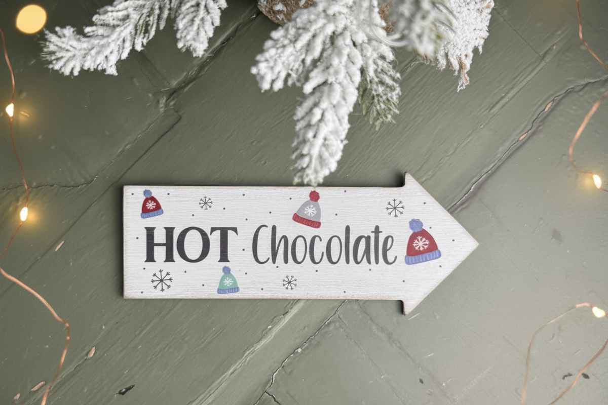 christmas arrow signs hot chocolate