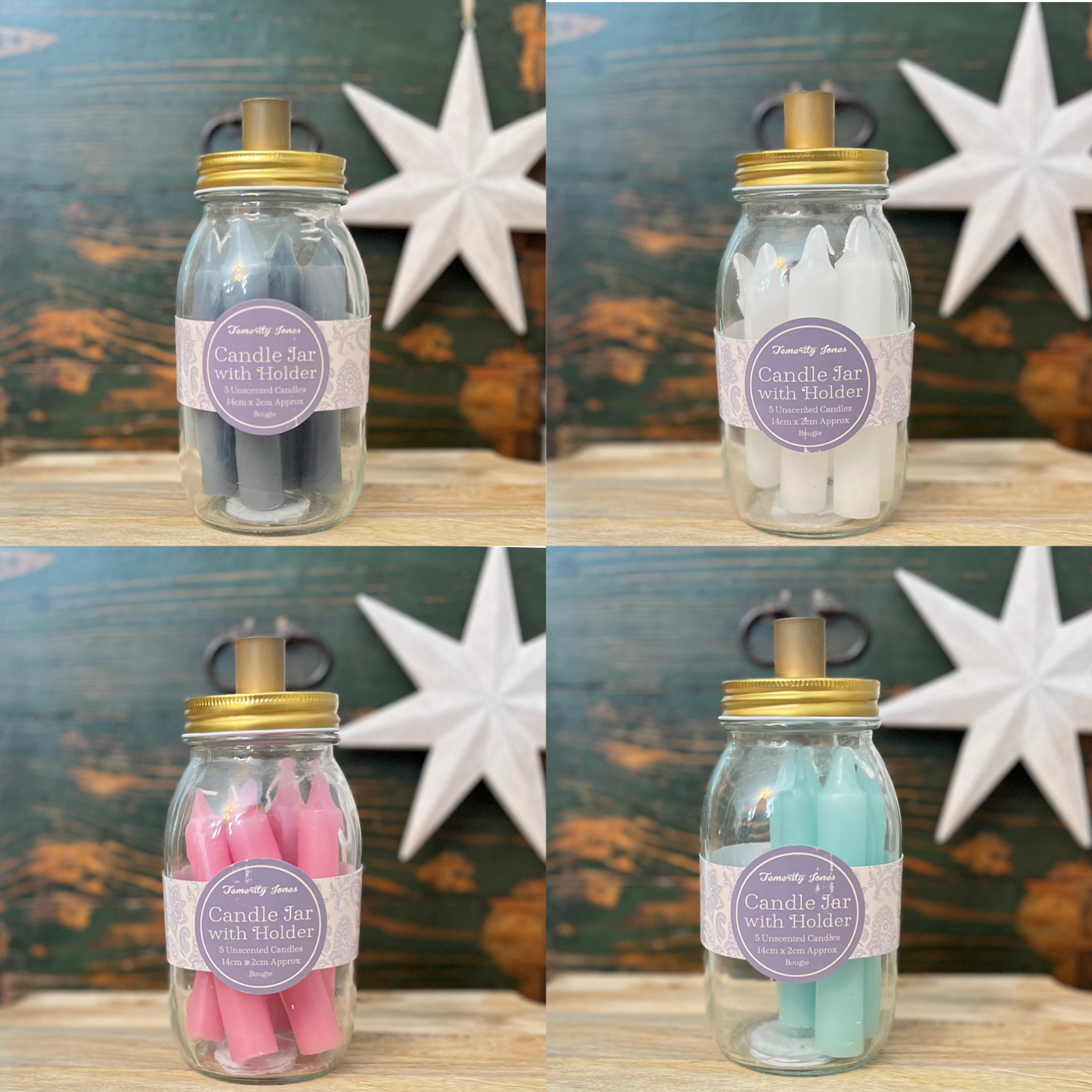 four candle jars