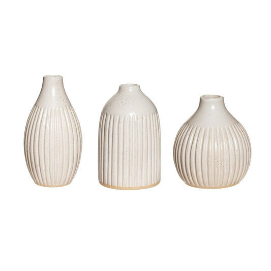 grooved bud vase trio