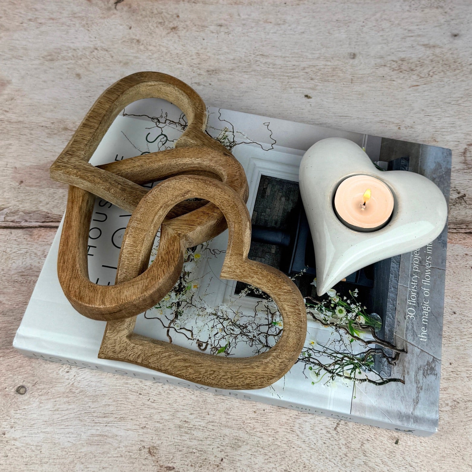 small heart wooden heart link