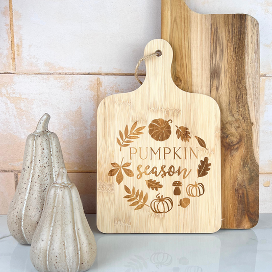 tonal pumpkin season bamboo serving board actual