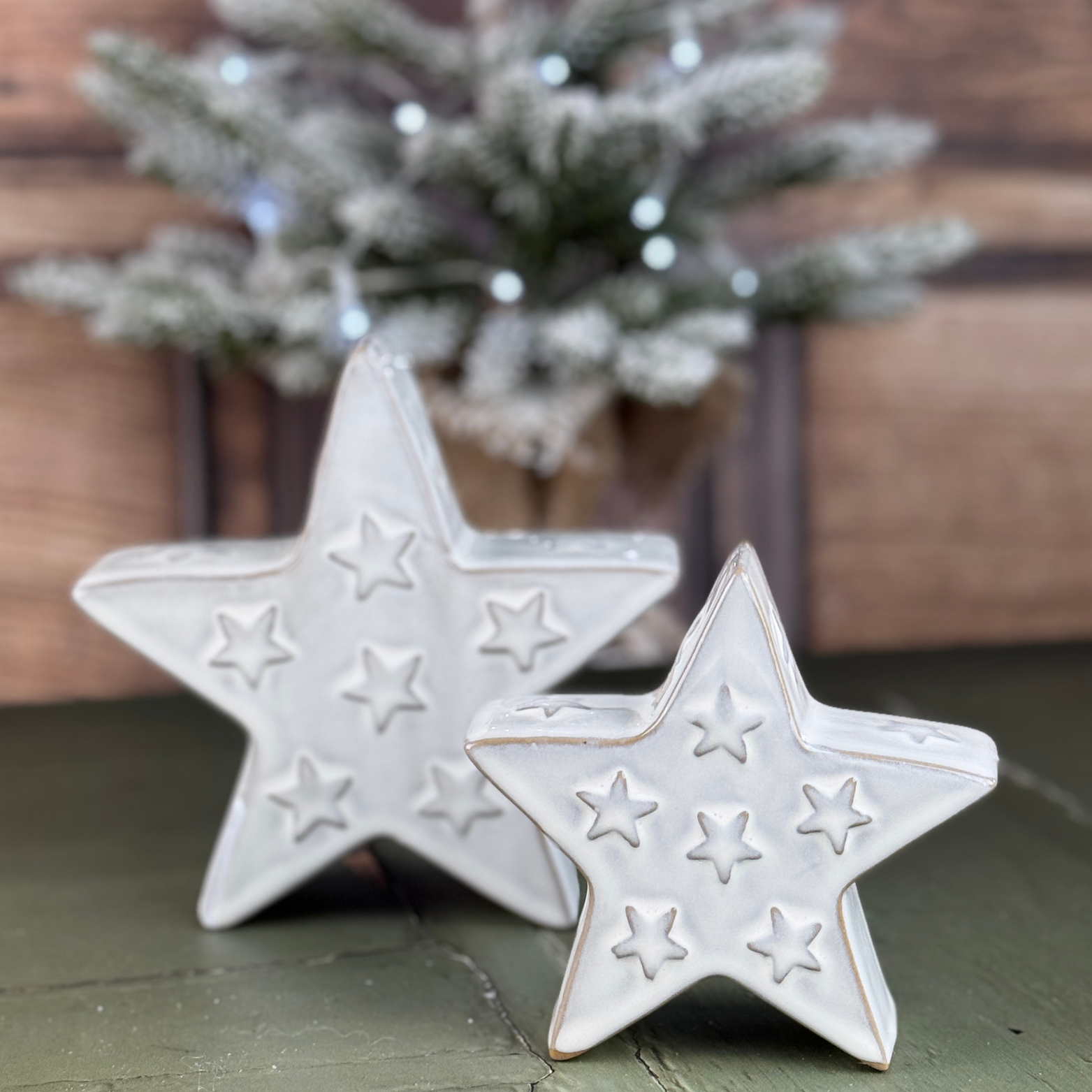 ceramic white star duo