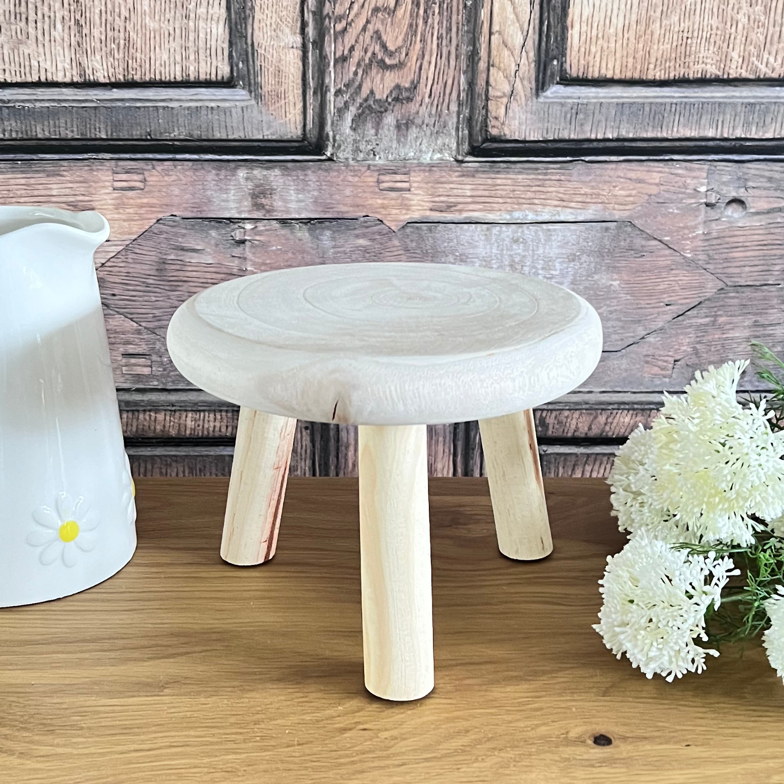 wooden styling stool