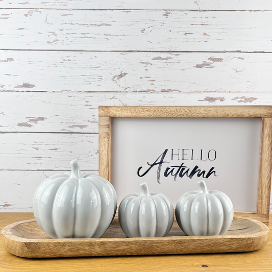 Grey ceramic pumpkins