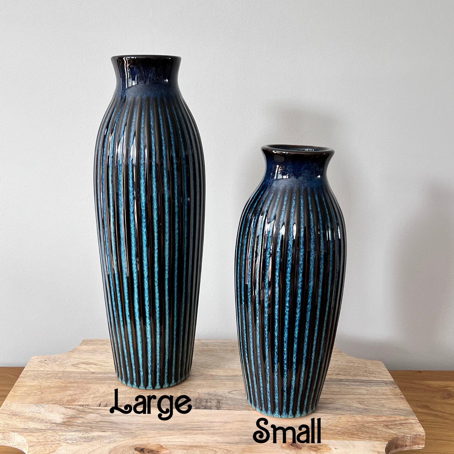 Small and large blue vases