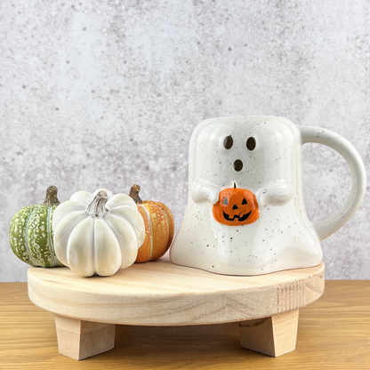 Speckled pumpkin ghost mug