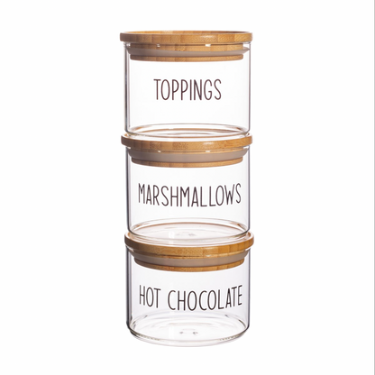 hot chocolate stacking jars