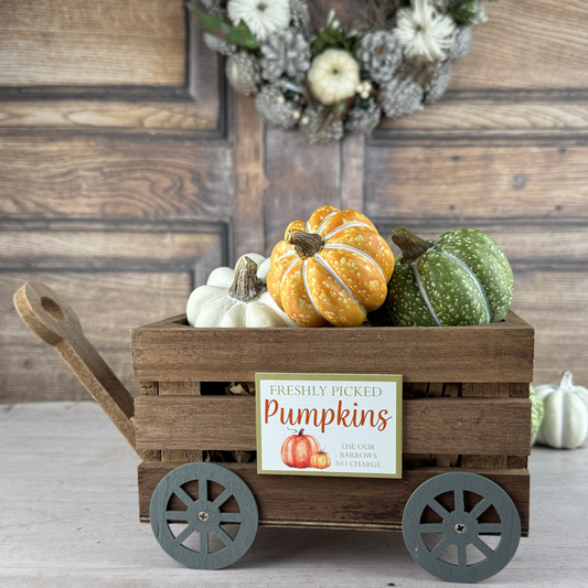 Wooden Pumpkin Truck displayed with pumpkins