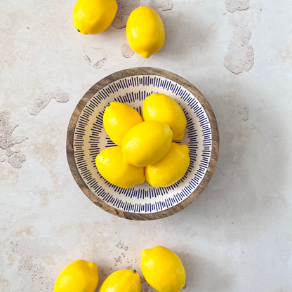 handcrafted mango wood bowl with enamel print design