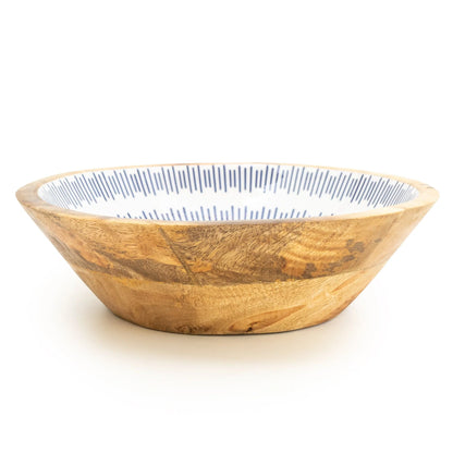 handcrafted mango wood bowl with enamel print design