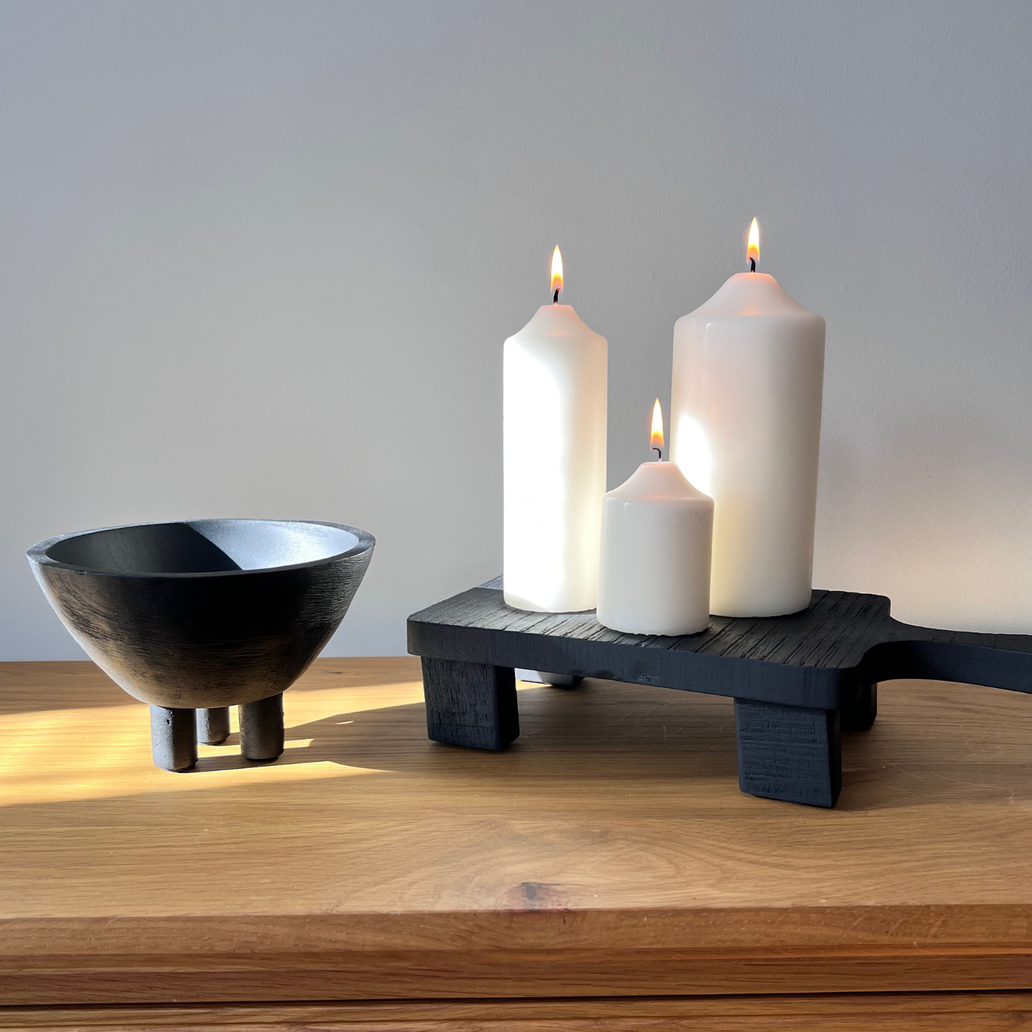 black styling board and bowl