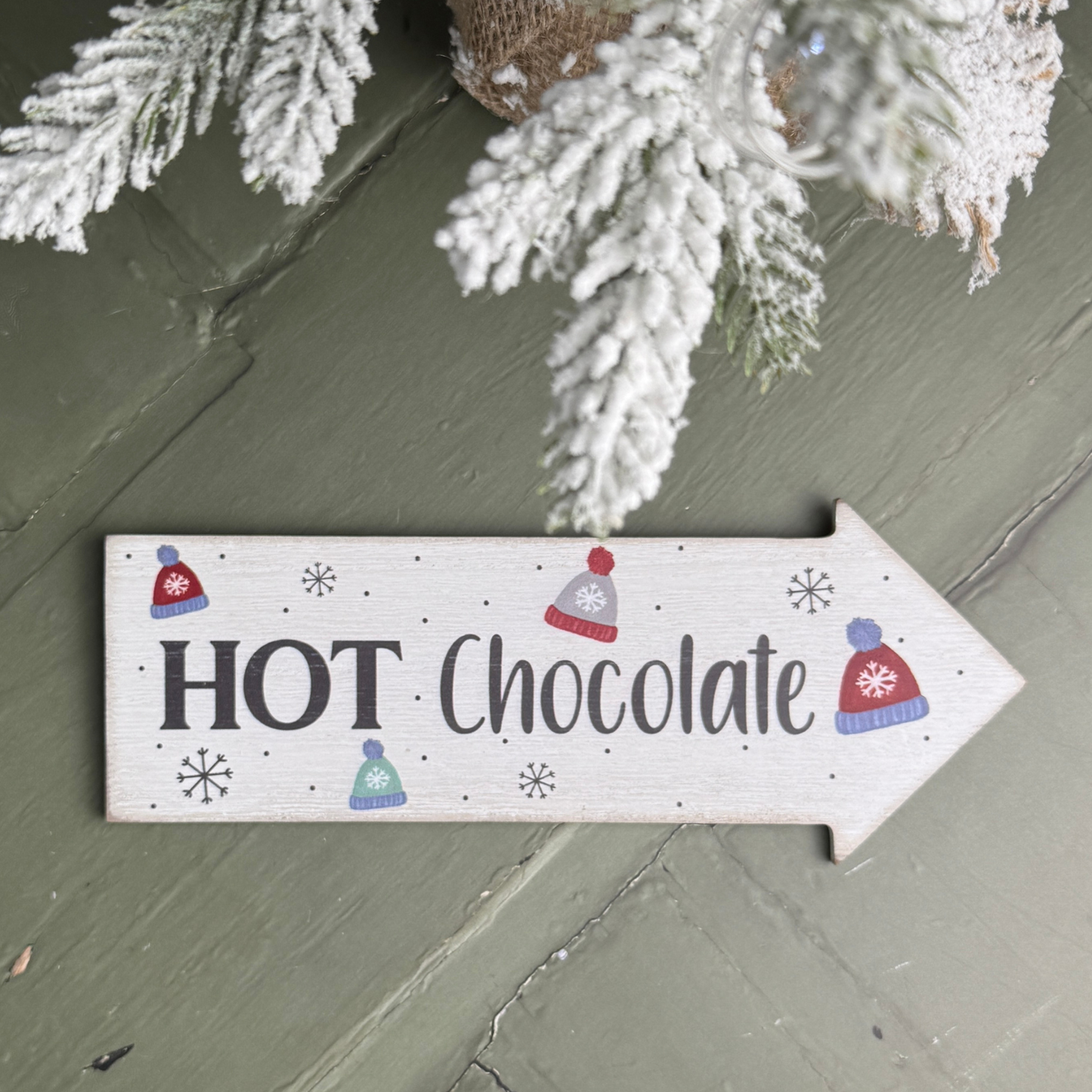 christmas arrow signs hot chocolate