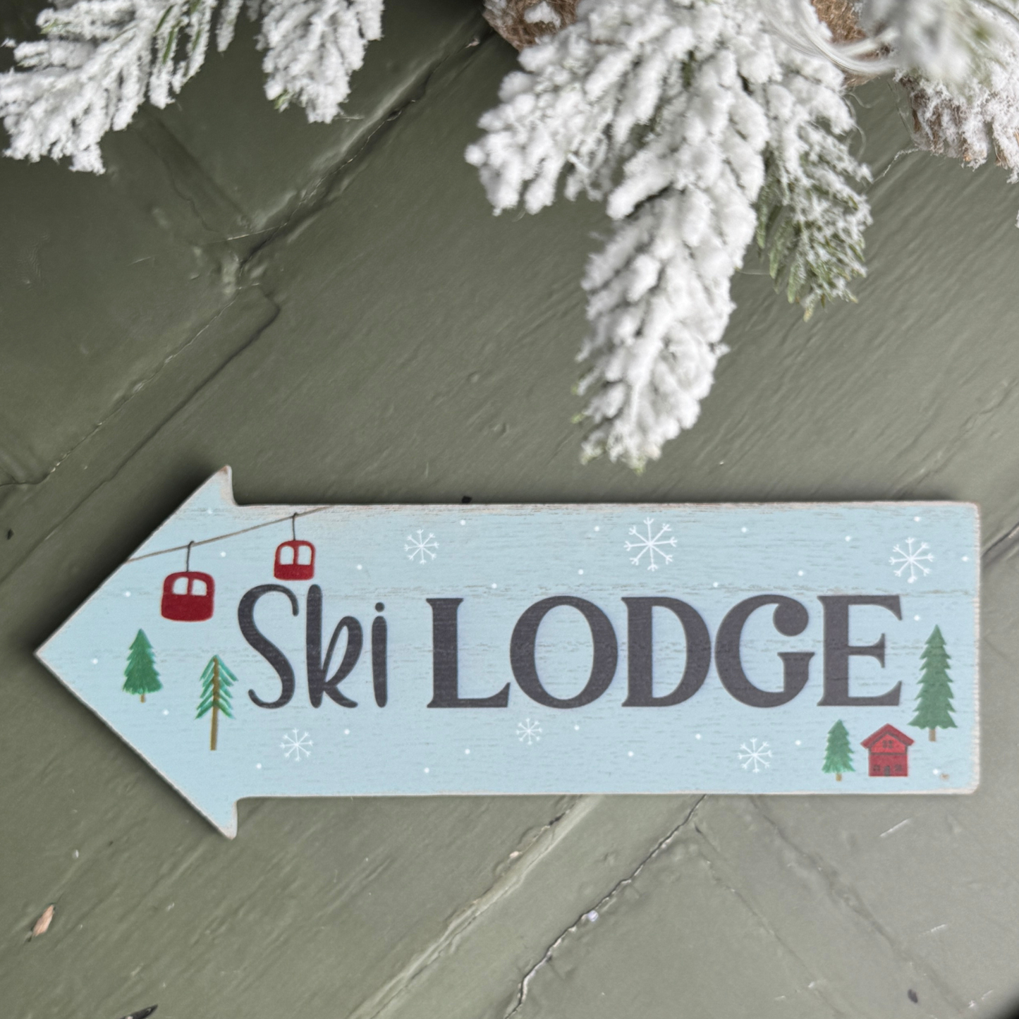 christmas arrow signs ski lodge