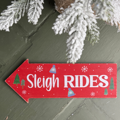 christmas arrow signs sleigh rides