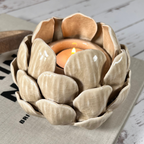cream artichoke candle holder