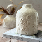 Decorative ceramic vase with leaf patterns   large
