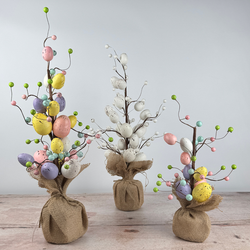 easter tree trio pastel and white