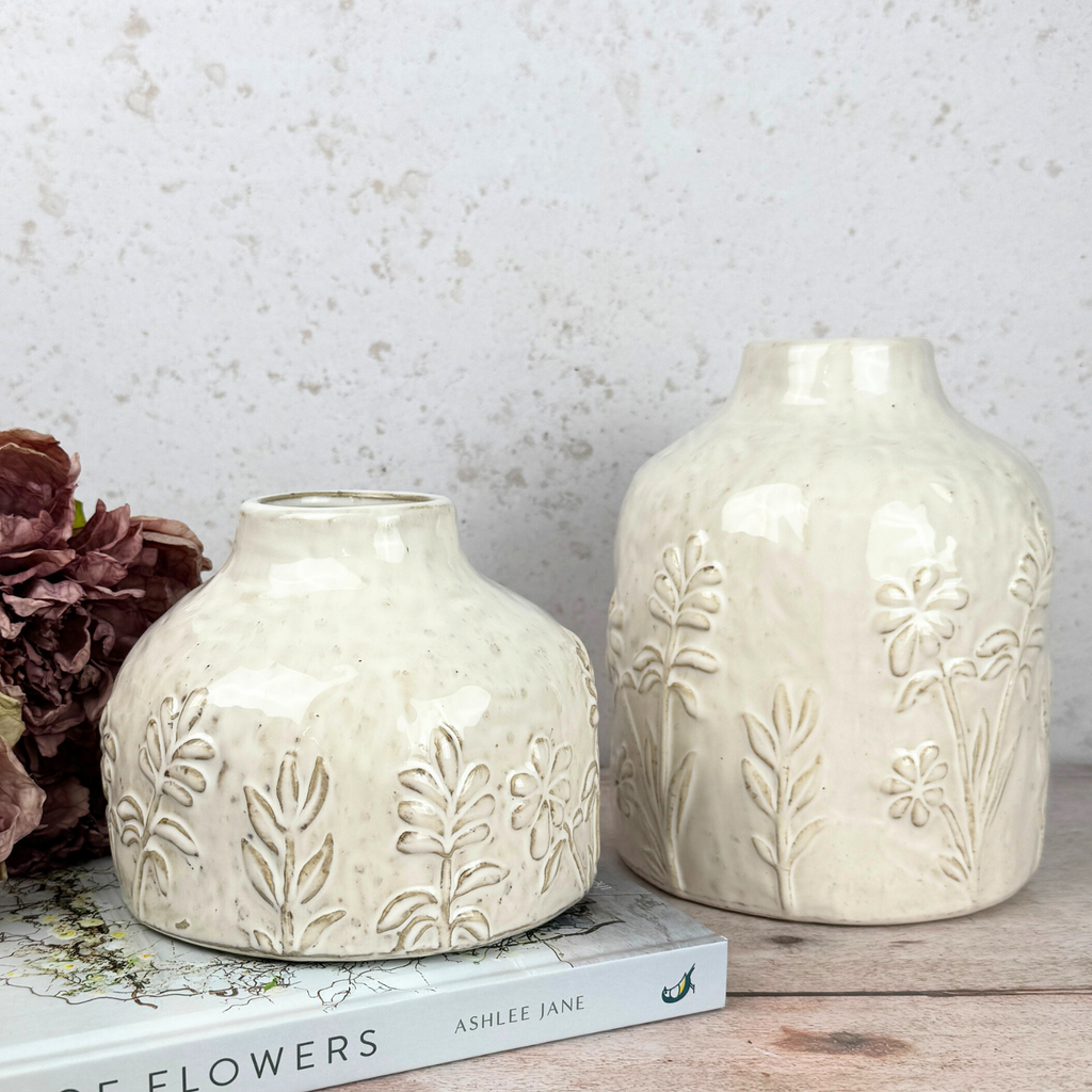 etched flower vase