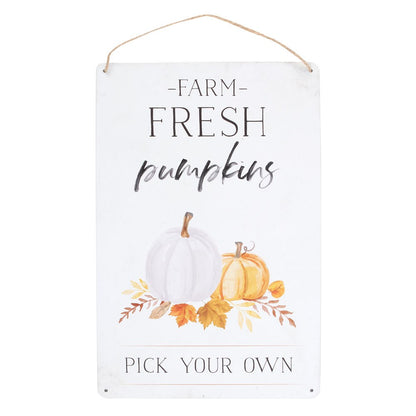 Farm Fresh Pumpkins White Sign