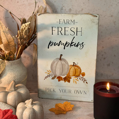 Farm Fresh Pumpkins White Sign