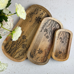 wooden tray with floral detail