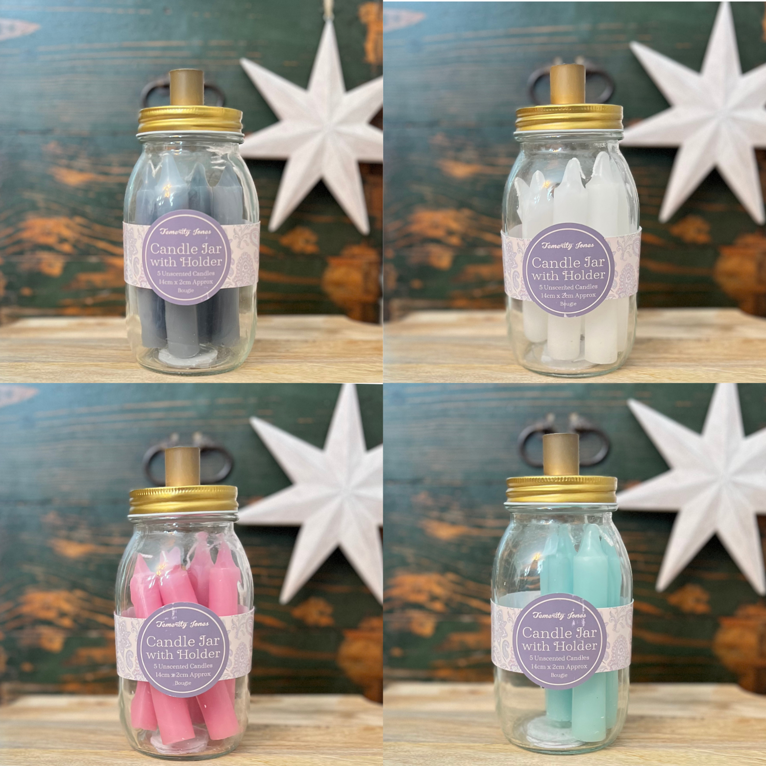 four candle jars