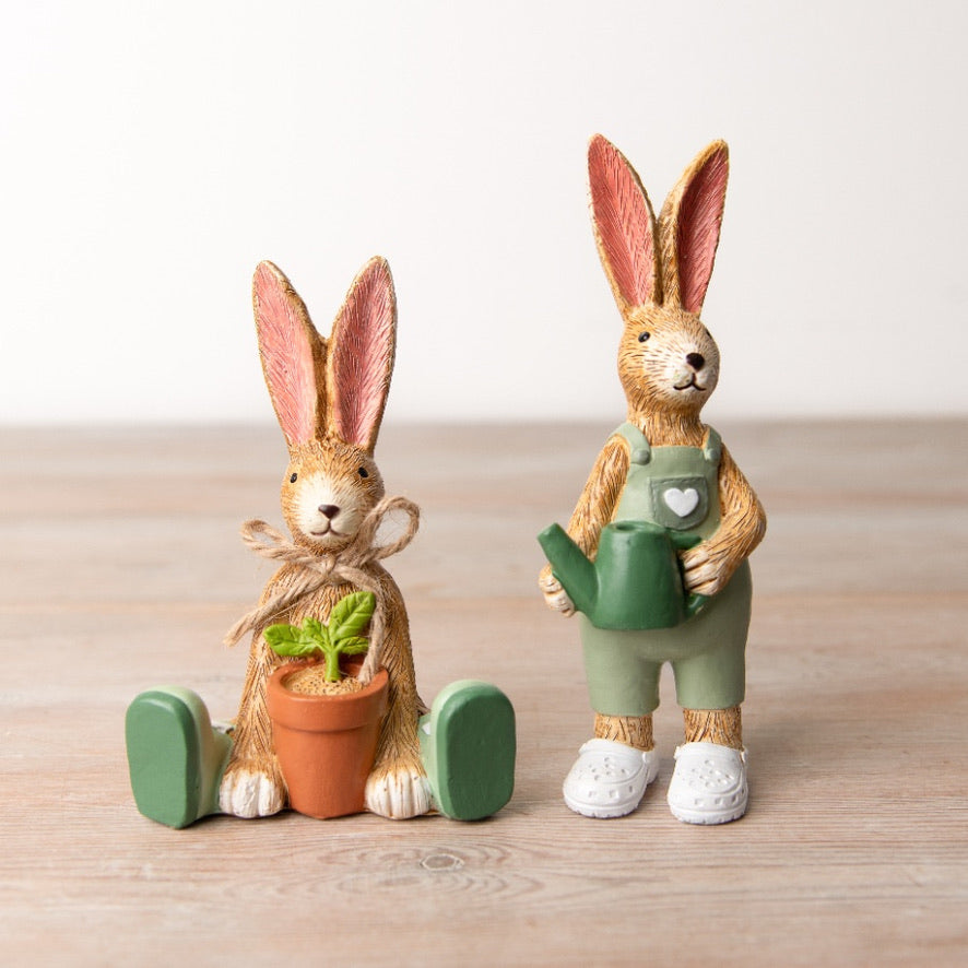 gardening bunnies duo