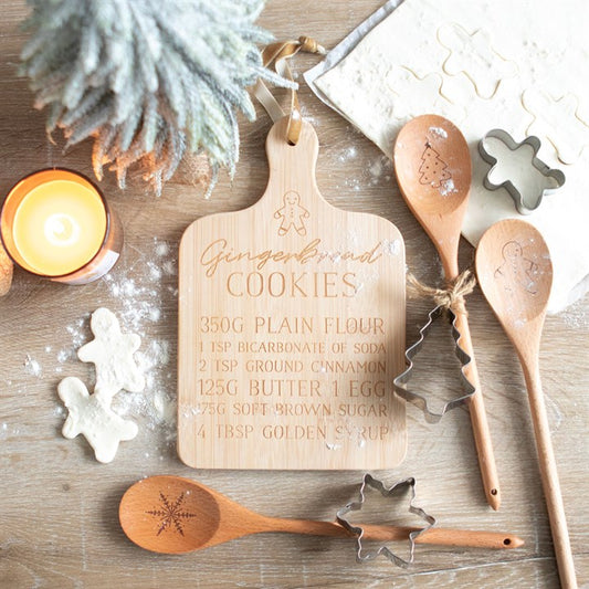 gingerbread cookies board with recipe 