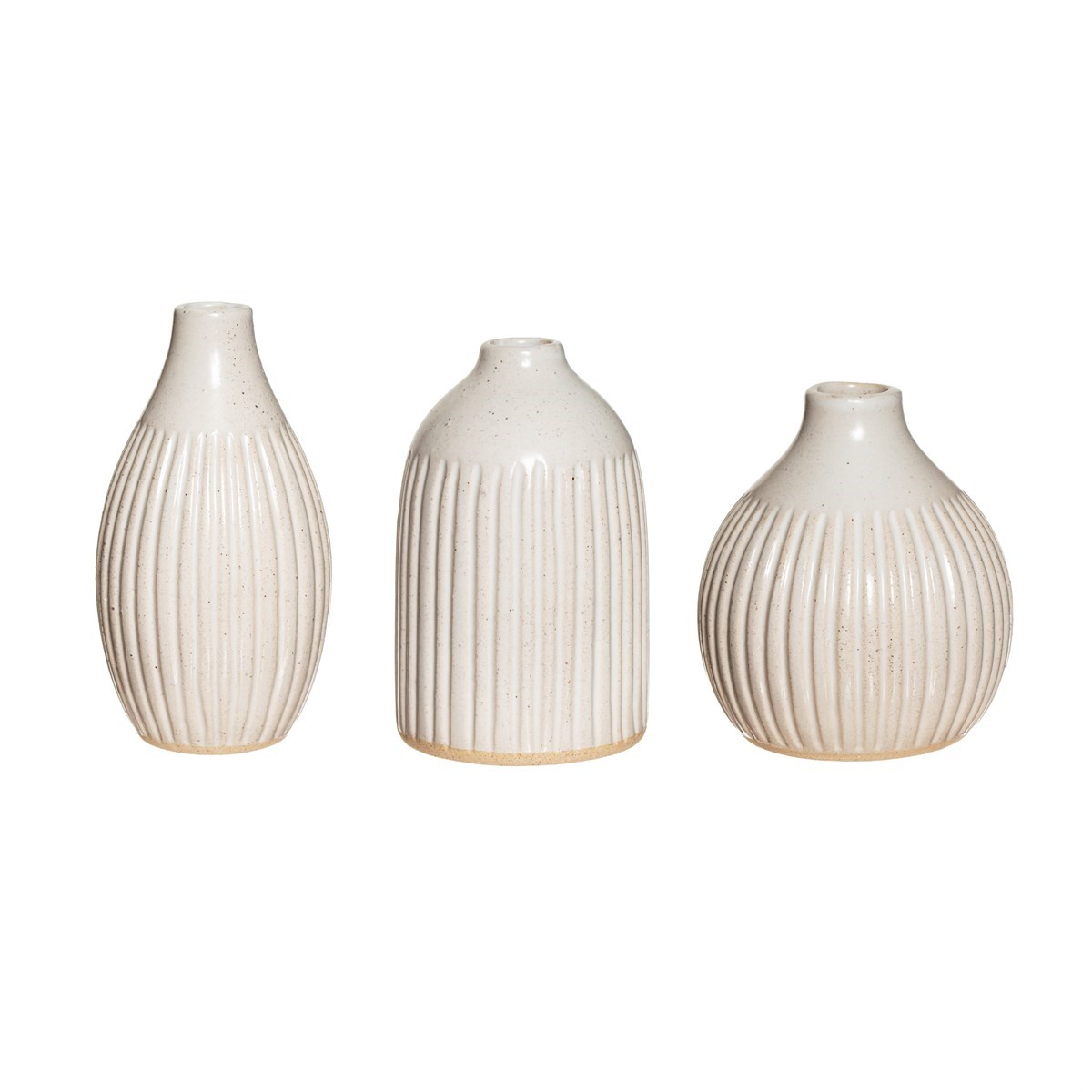 grooved bud vase trio