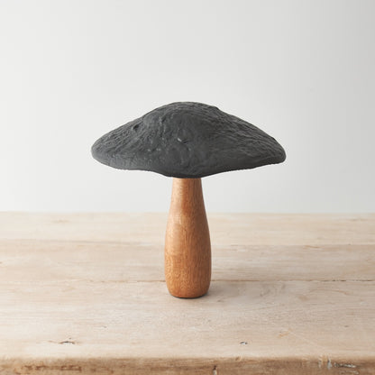 large black capped mushrooms