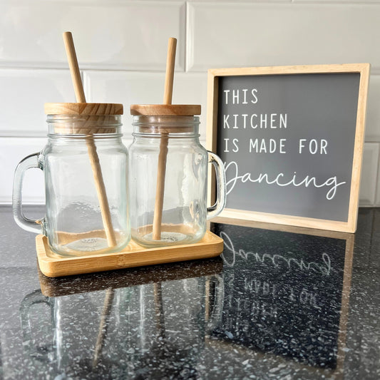 mason jar and bamboo straw