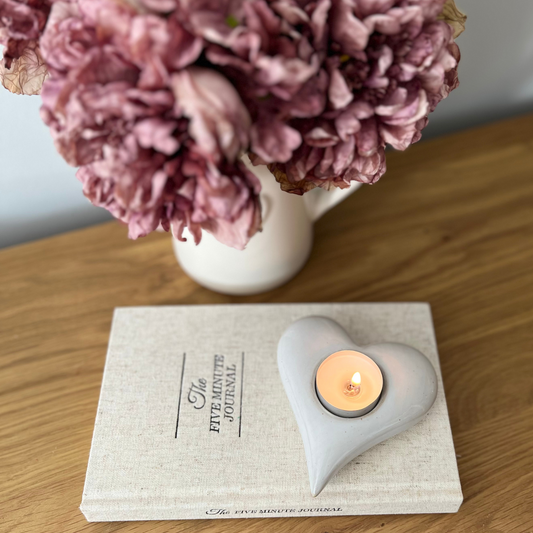 natural heart tea light holder