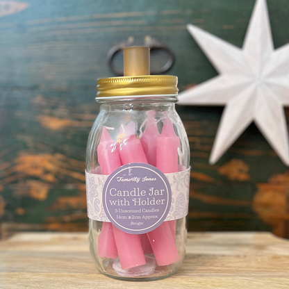 pink candle jar