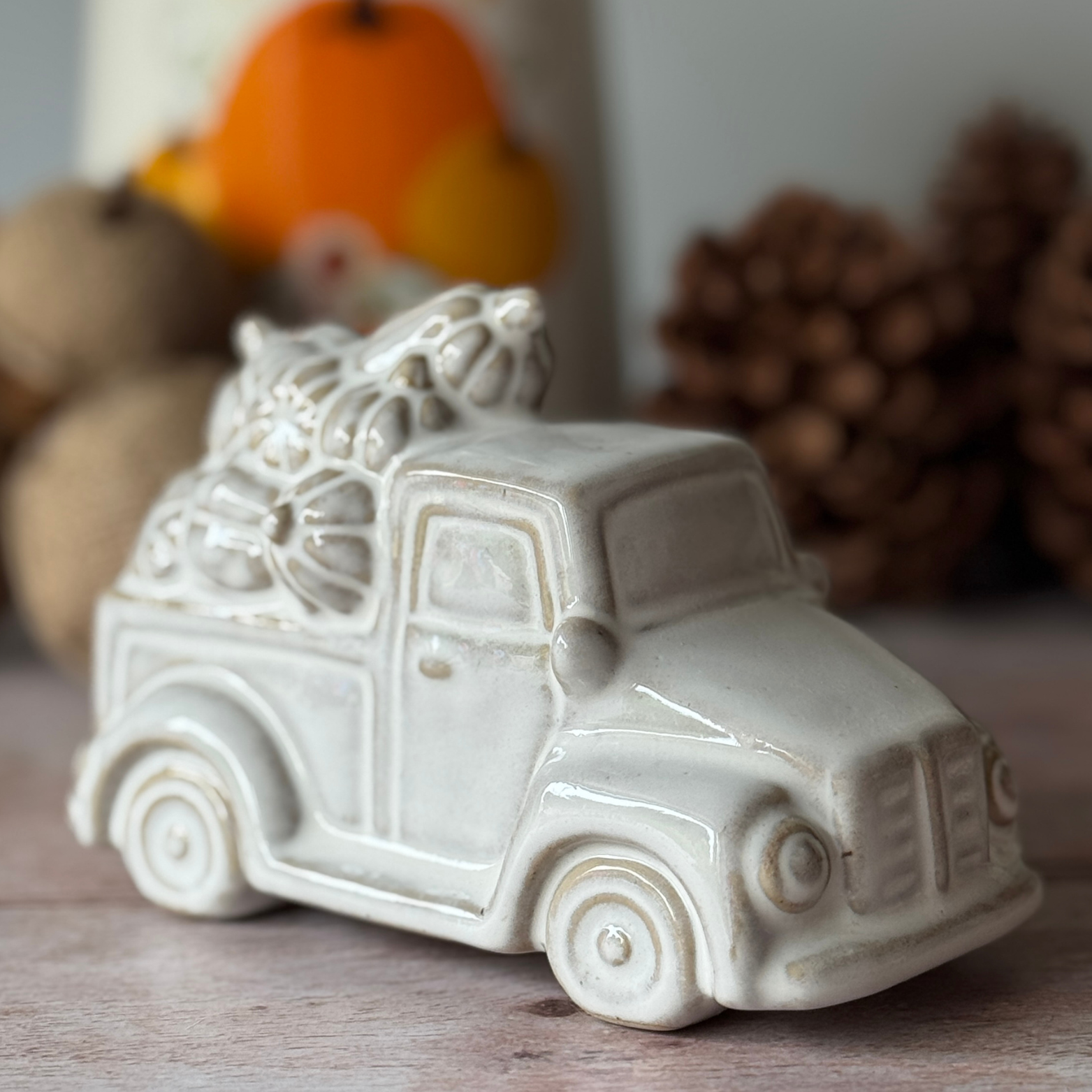 White ceramic pumpkin truck.