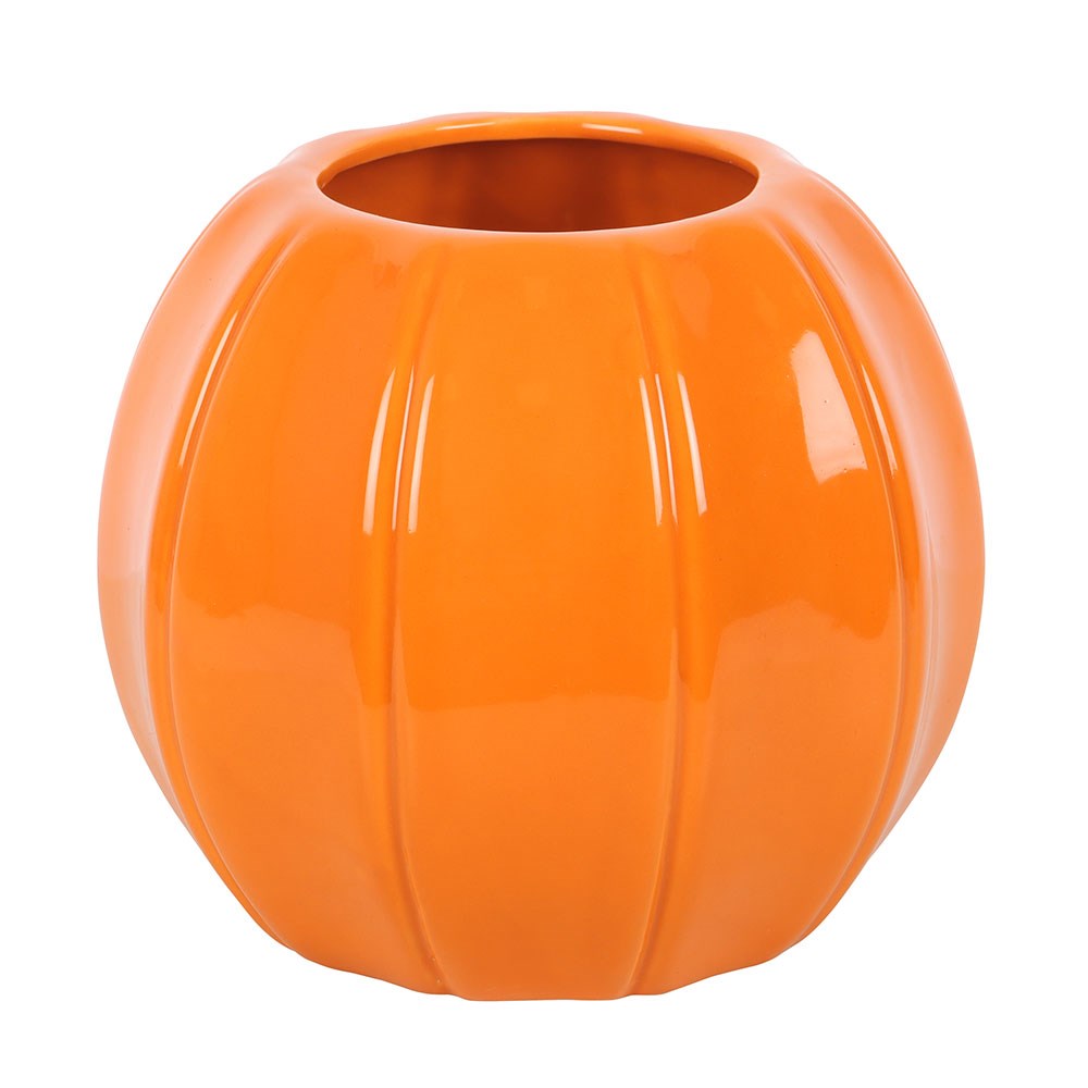 Orange ceramic vase on a white background