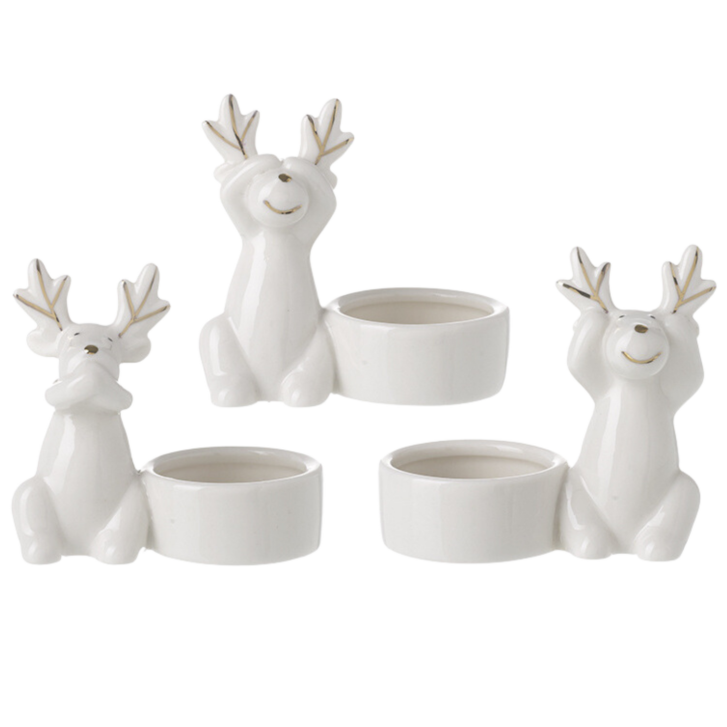 reindeer tea light holder trio