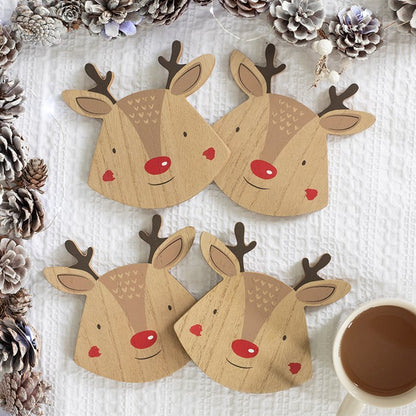 set of 4 reindeer coasters