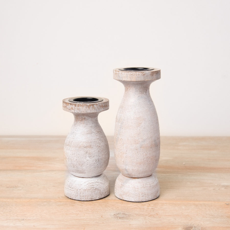 rustic candle holders duo