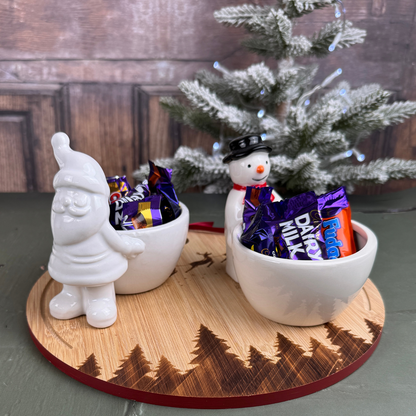 santa and snowman bowls