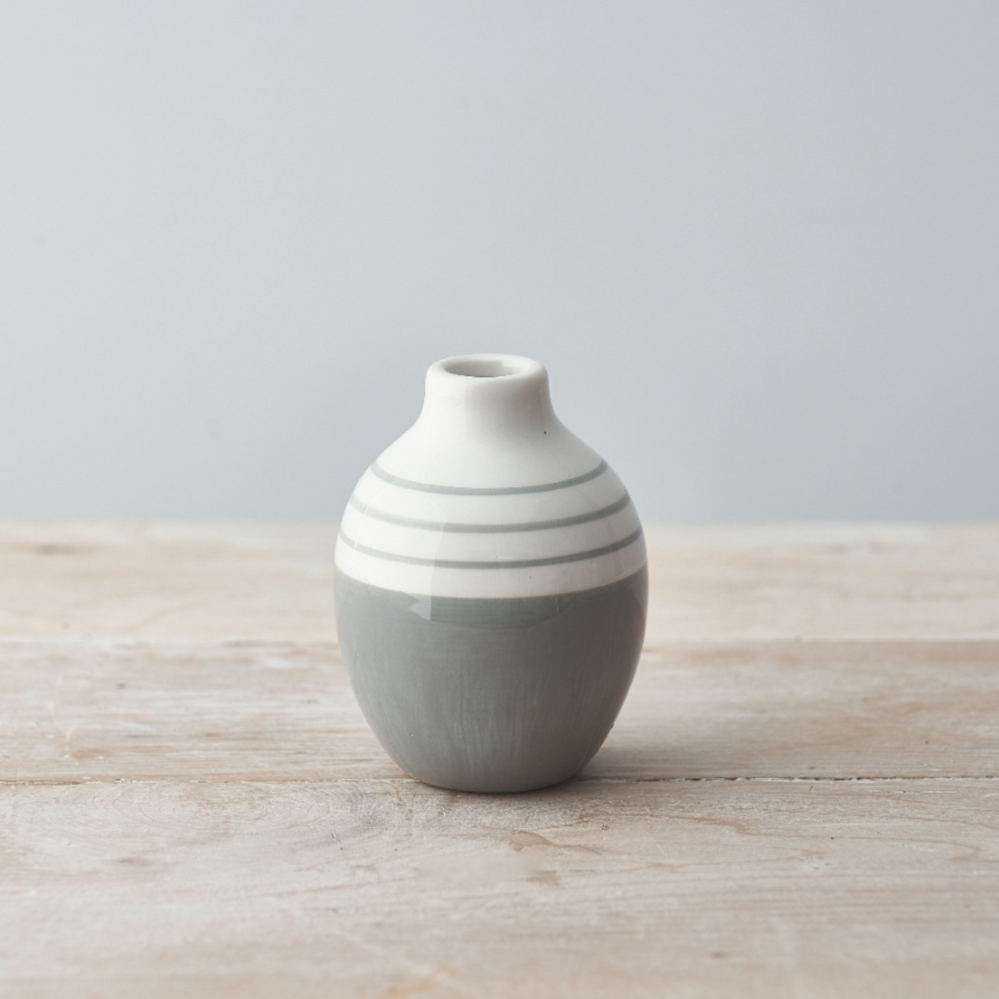 striped grey bud vase