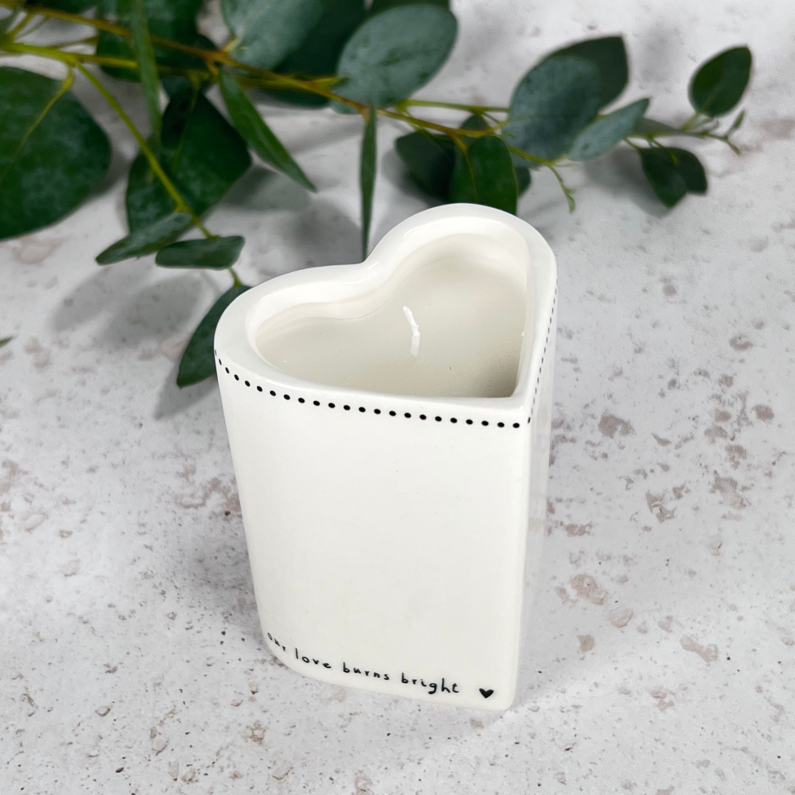 vanilla heart shaped candle