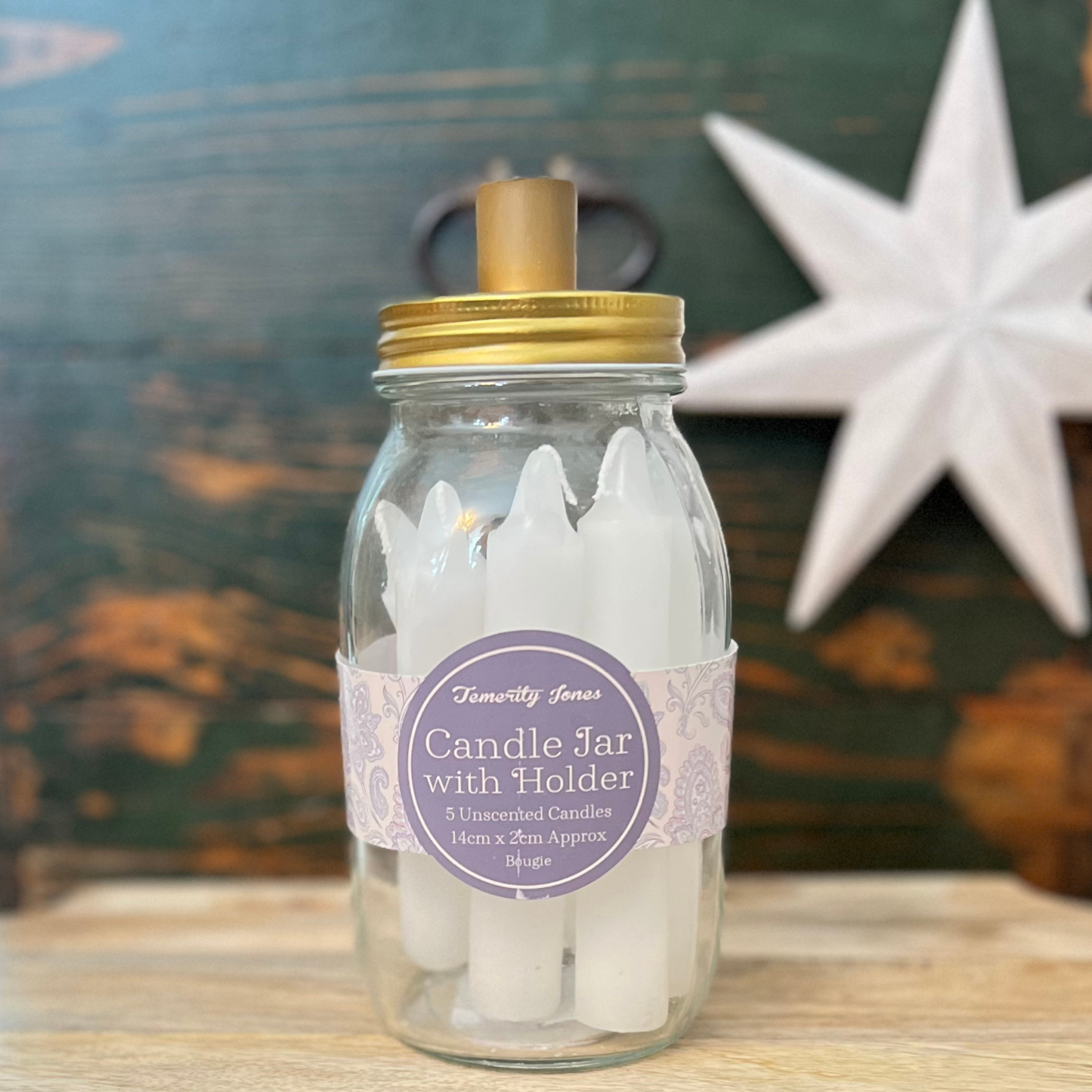 white candle jar