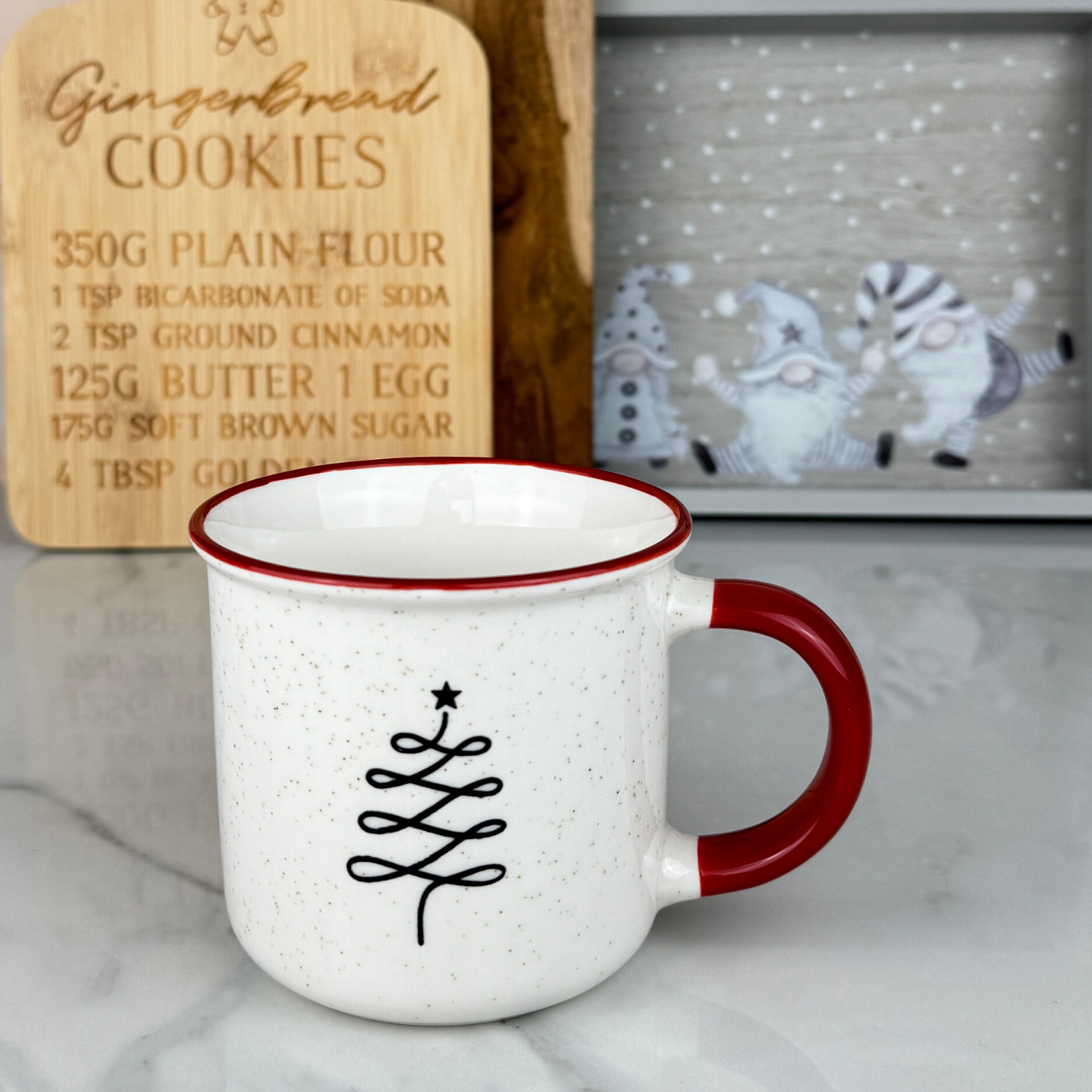 white christmas tree swirl mug