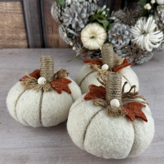 white fabric pumpkin