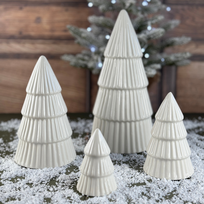 white ceramic tree in 4 different sizes