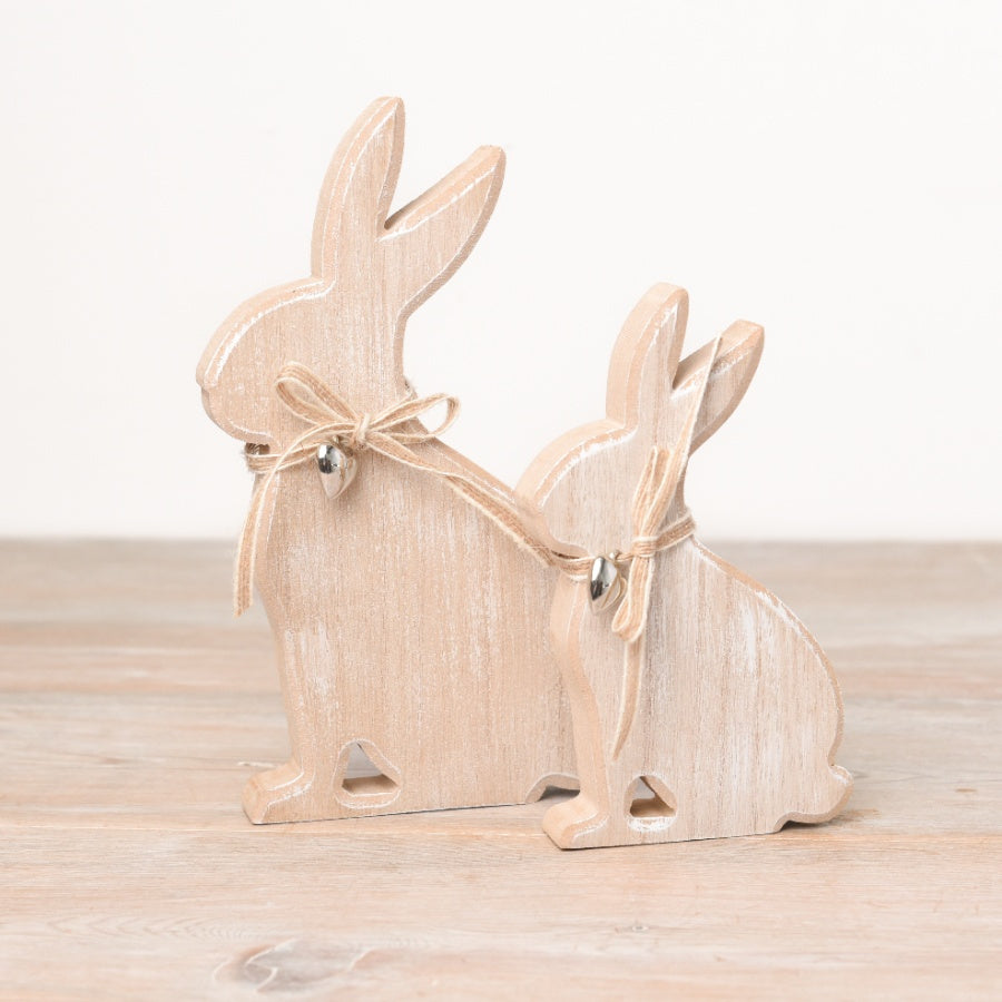 wooden bunny duo