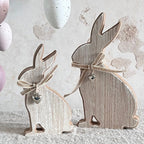 wooden bunny duo