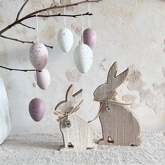 wooden bunny duo