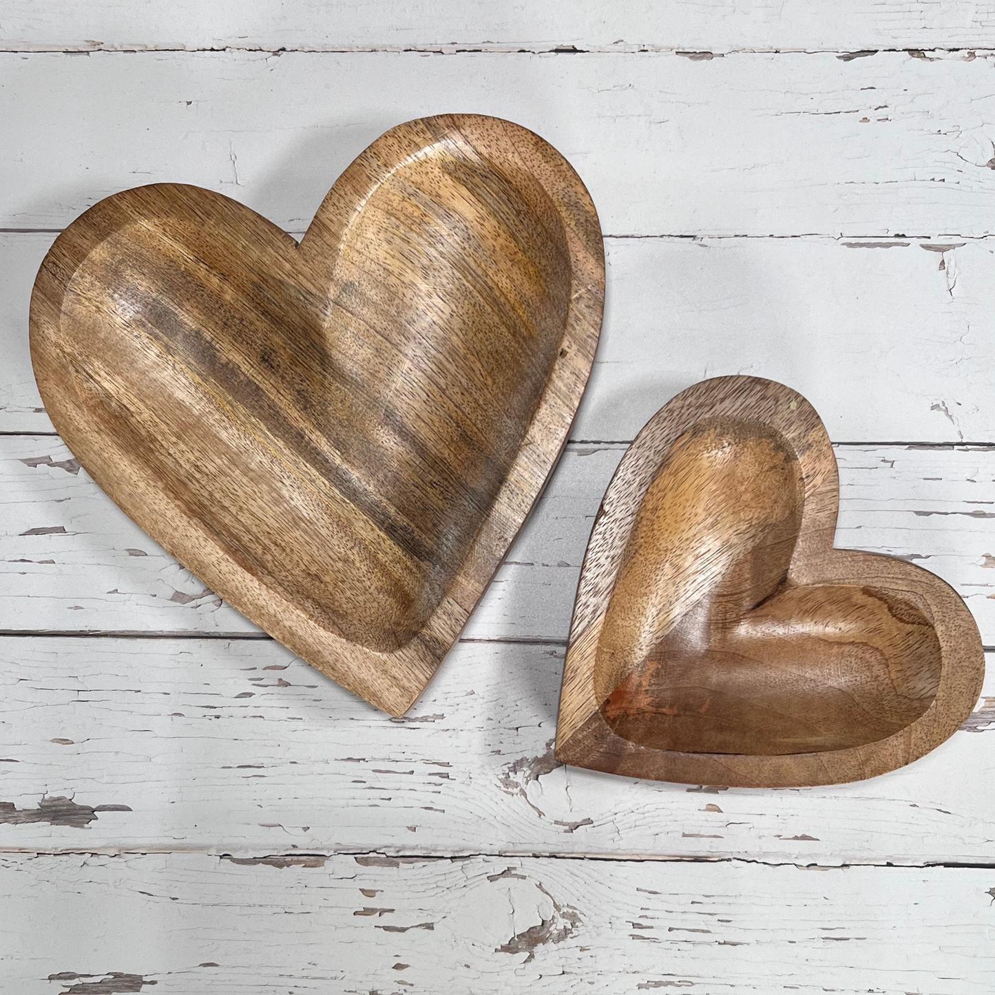 wooden heart tray duo